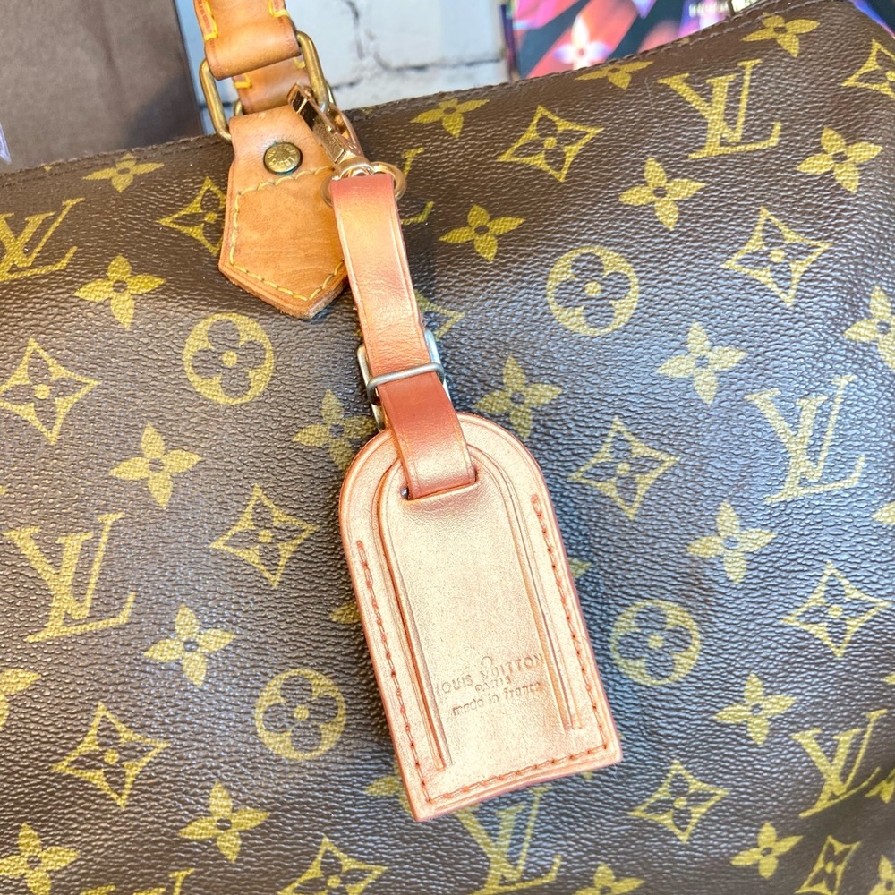 Louis Vuitton small size leather name tag custom painted luggage tag